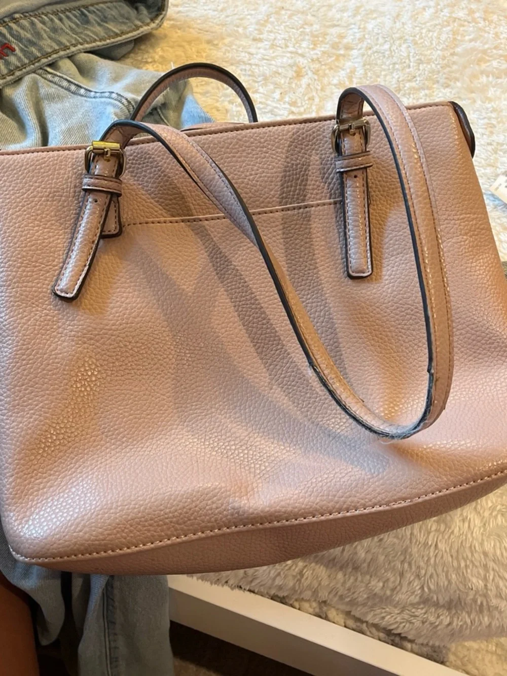 Annie Klein Women's Leather Tote Bag in Dusty Rose